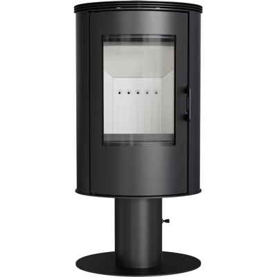 KRATKI Koza AB STAL DR  NOGA GLASS  z wylotem spalin Ø 150 czarny termotec