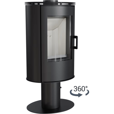 KRATKI Koza AB STAL DR  NOGA GLASS  z wylotem spalin Ø 150 czarny termotec