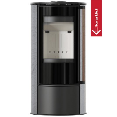 Piec stalowy ERIK ø 150 5,5 kW ozdobna ceramika akumulacyjna GRAY SATIN pokrywa stalowa; klamka z drewna egzotycznego Jatoba Piec stalowy ERIK ø 150 5,5 kW ozdobna ceramika akumulacyjna GRAY SATIN pokrywa stalowa; klamka z drewna egzotycznego Jatoba