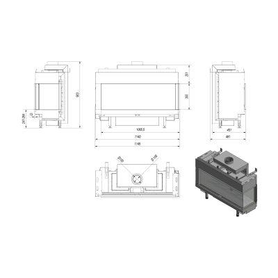 KRATKI Kominek gazowy LEO 100 prawy gaz ziemny (NG) Ø 100/150 9 kW KRATKI Kominek gazowy LEO 100 prawy gaz ziemny (NG) Ø 100/150 9 kW