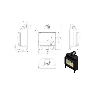 KRATKI NADIA 12 kW Ø 200 Black
