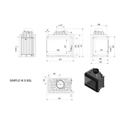 KRATKI SIMPLE lewy BS 8 kW Ø 150 KRATKI SIMPLE lewy BS 8 kW Ø 150
