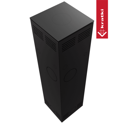 Piec stalowy KRATKI TORA/L 8 kW Ø 150 biały panel szklany czarne wyłożenie z domykaniem