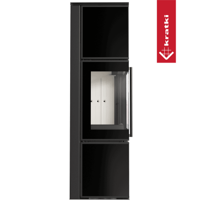 Piec stalowy KRATKI TORA/M 8 kW Ø 150 czarny panel szklany z domykaniem