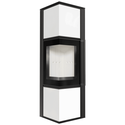 Piec stalowy KRATKI TORA/M 8 kW Ø 150 biały panel szklany z domykaniem