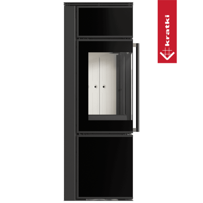 Piec stalowy KRATKI TORA/S 8 kW Ø 150 czarny panel szklany z domykaniem