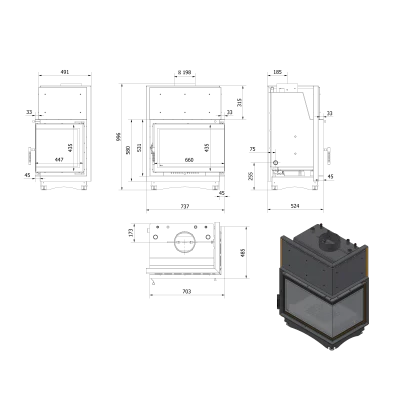 KRATKI ZUZIA Prawy 12 kW Ø 200 Deco